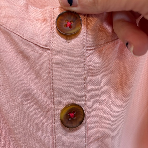 Anthropologie Maeve Orange Pink Peach Alanis Blouse linen Blend Size 10 Cottage - Picture 4 of 9